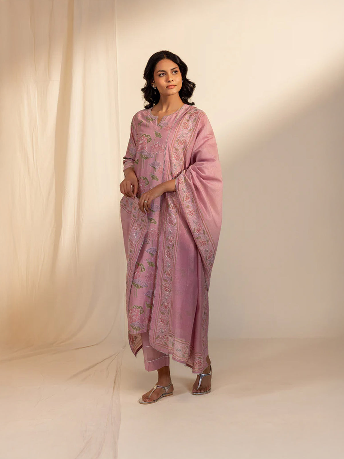 Silver Smith Pink Chanderi Dupatta
