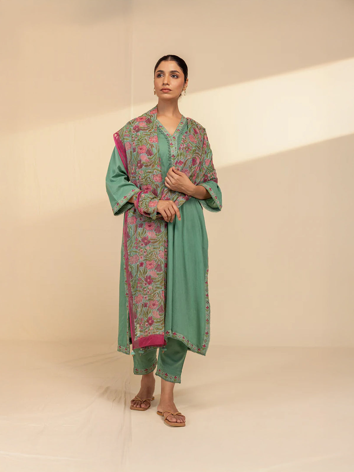Sketch Book Green Kota Dupatta