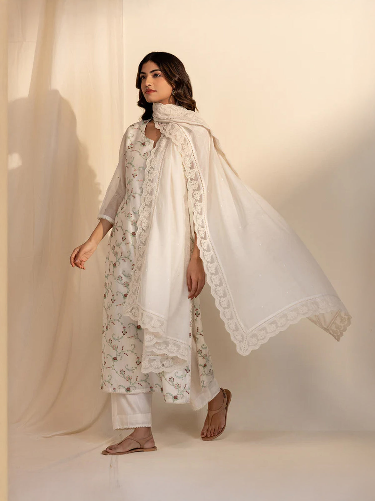 Skin Tones Ivory Chanderi Dupatta