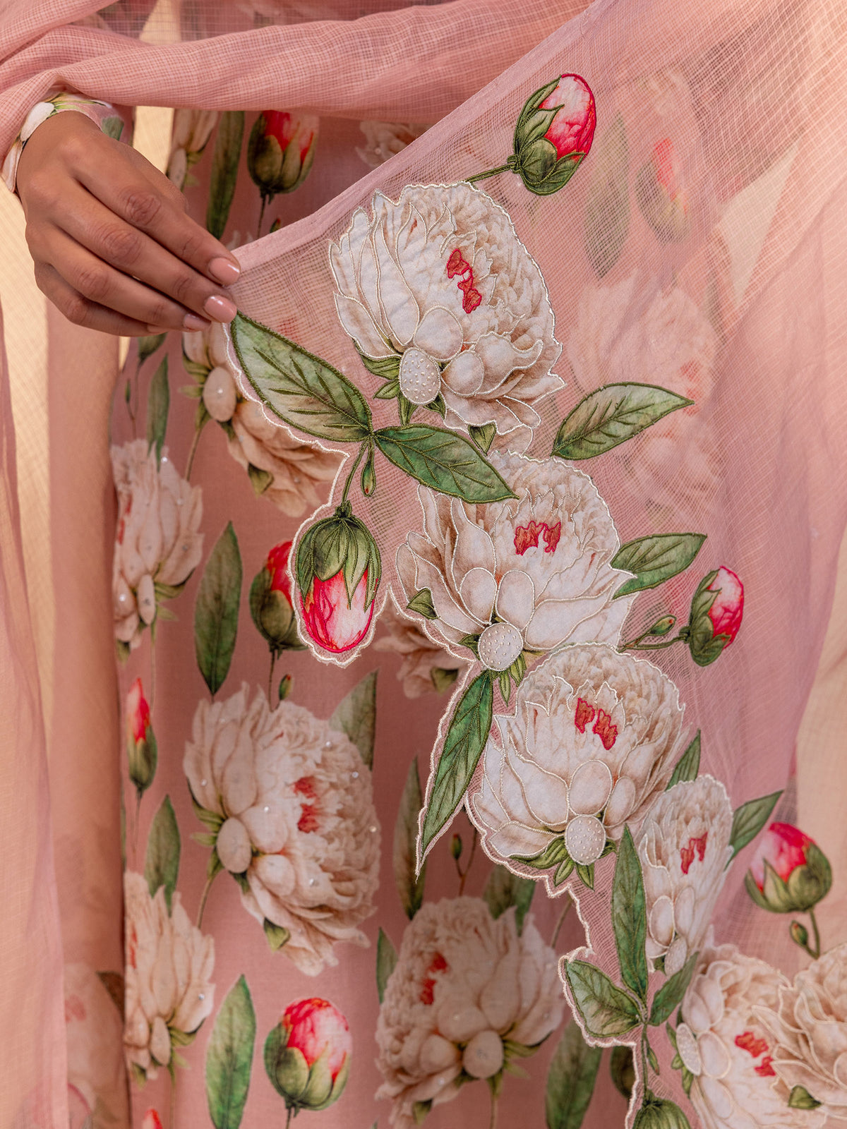 Bold And Beautiful Kota Dupatta - (Peach)
