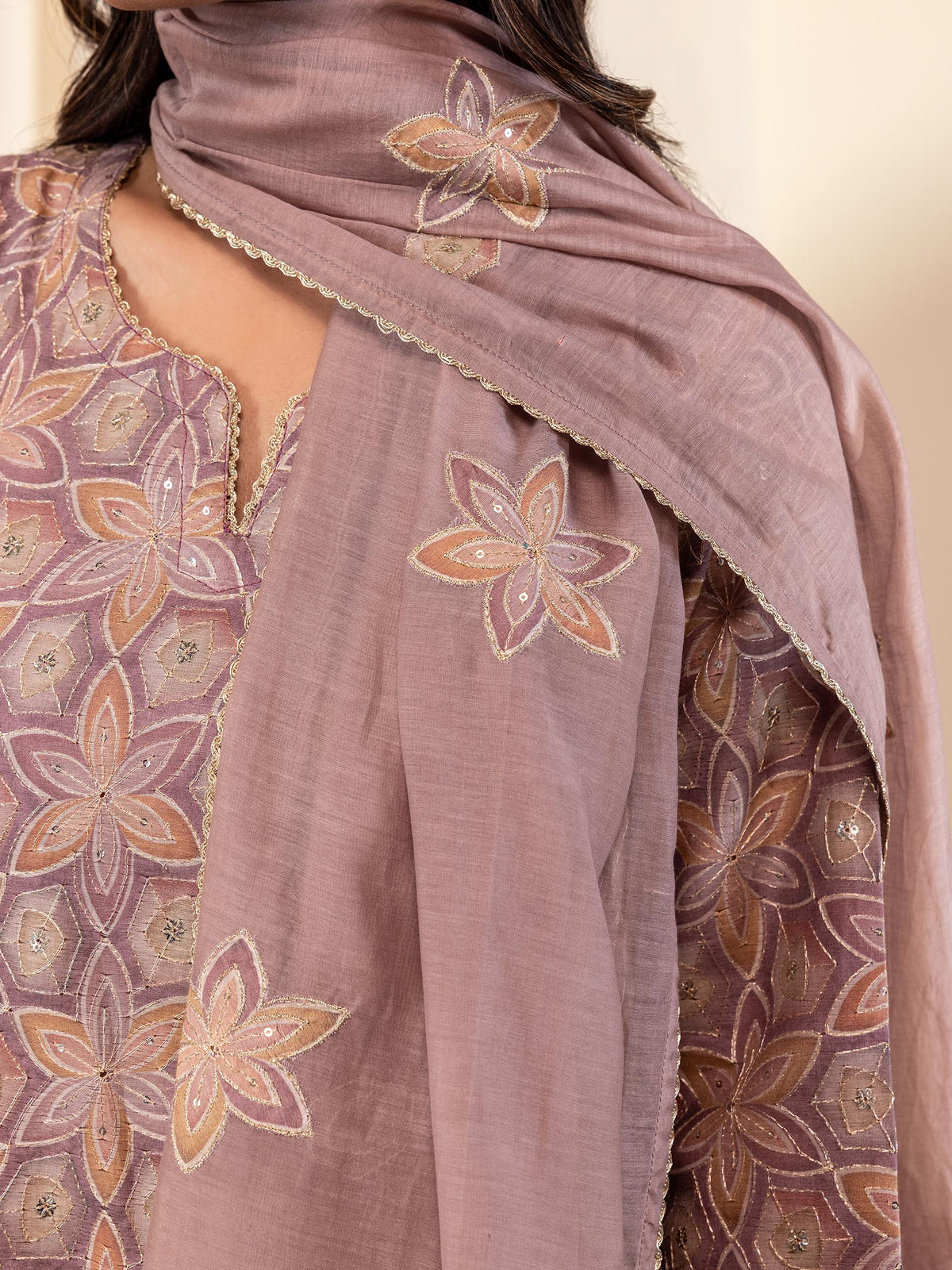 Celebration Mauve Chanderi Dupatta