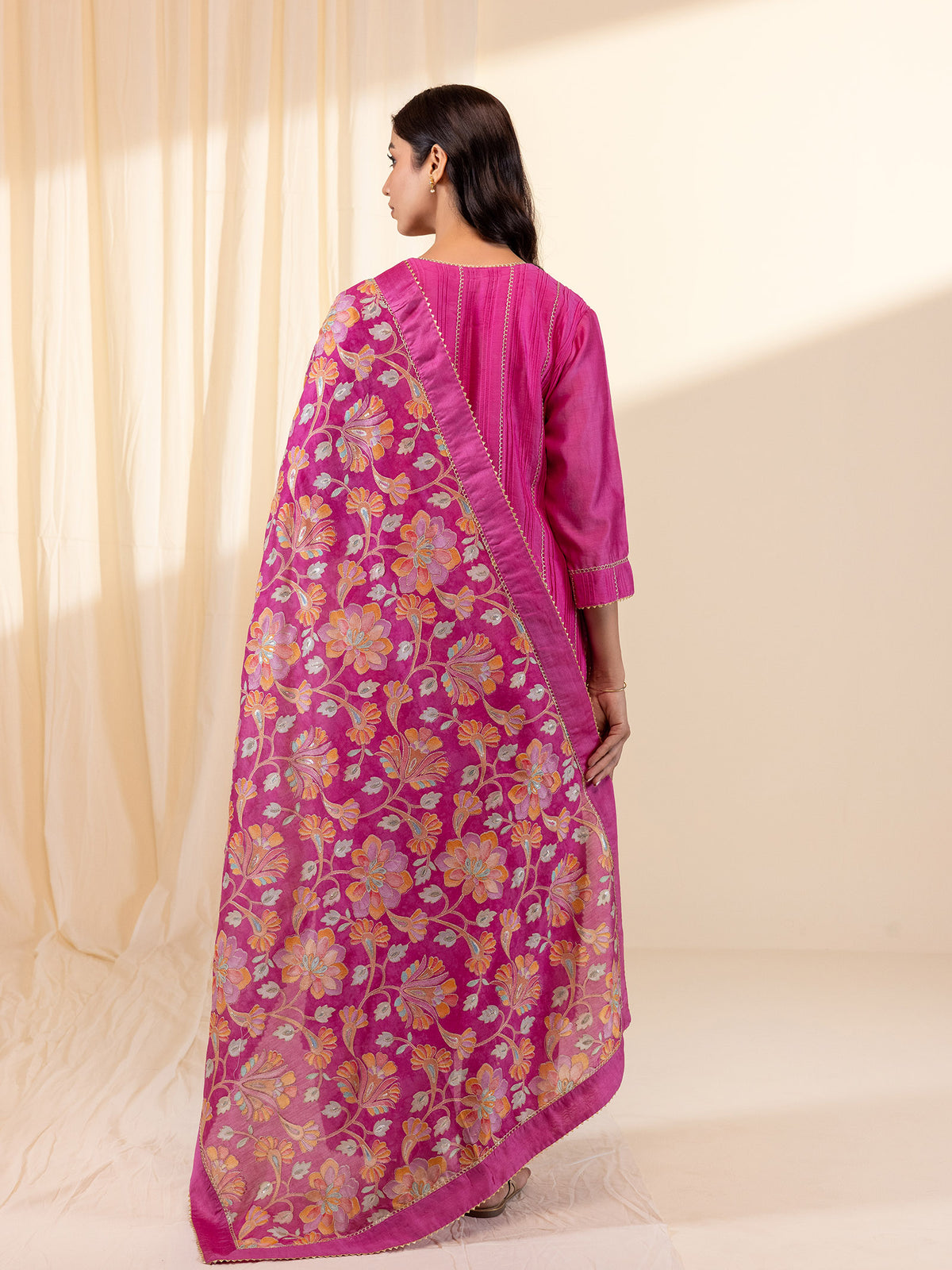 Celebration Magenta Chanderi Dupatta