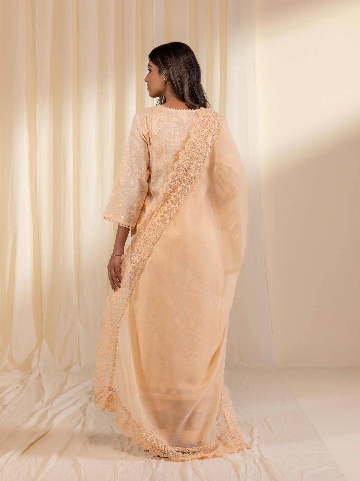 Kota Jaal Peach Chanderi Dupatta