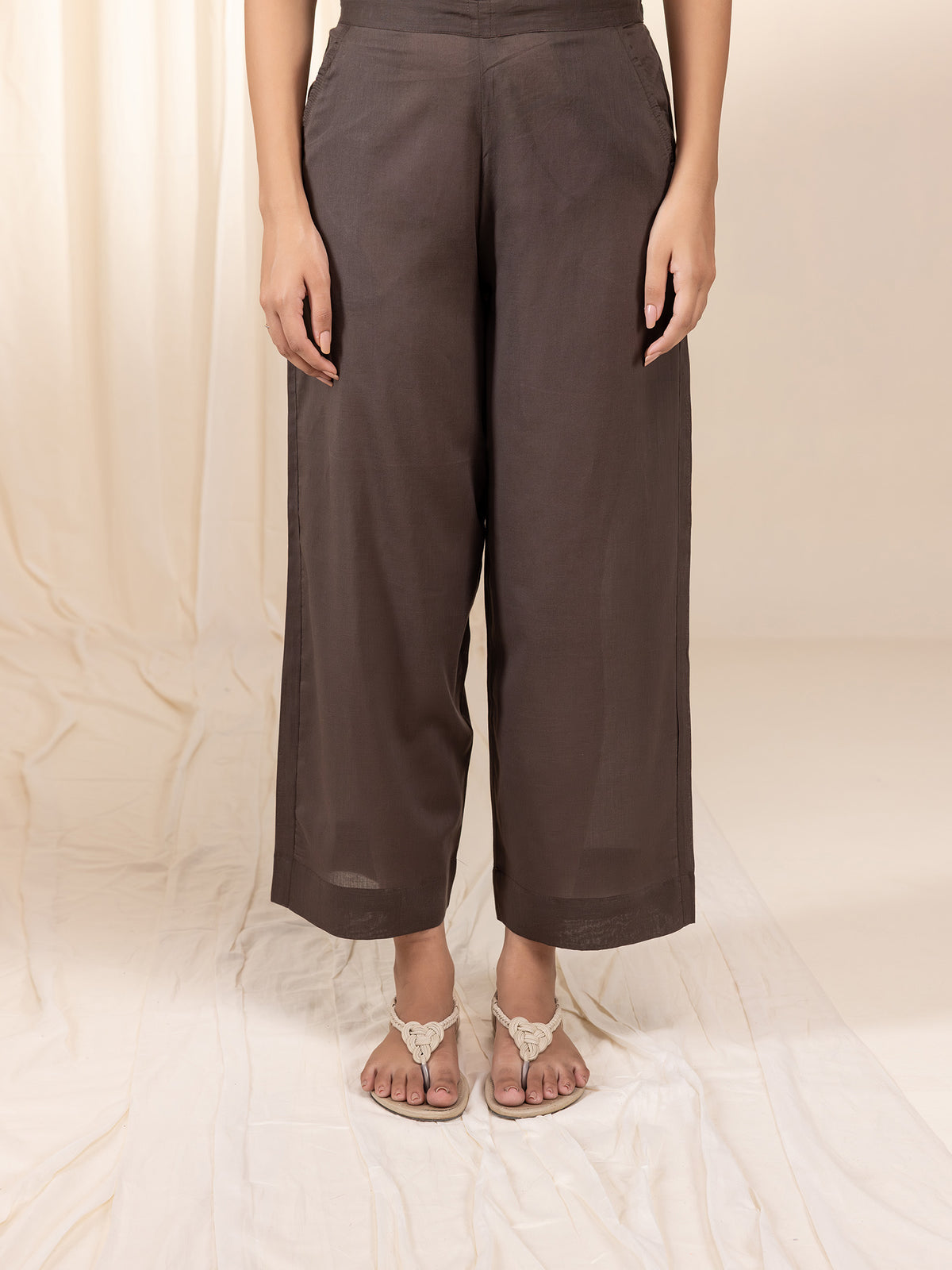 Dark Chocolate Voile Straight Pants