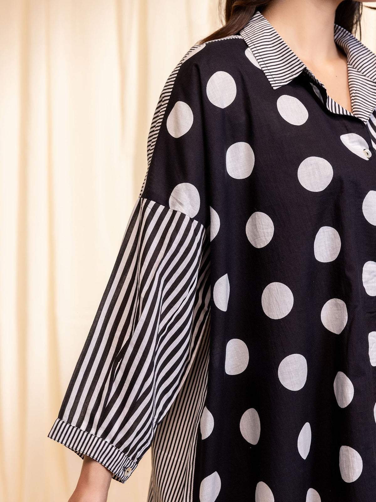 Dot Dot Dash Black Madras Cotton Shirt