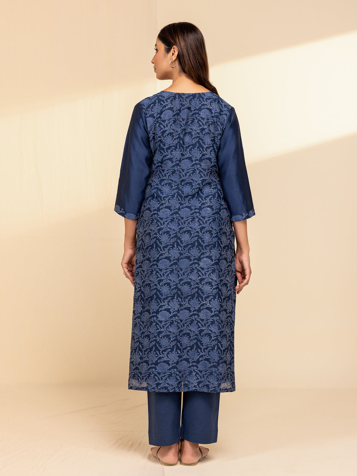Ethnic Blue Chanderi Kurta