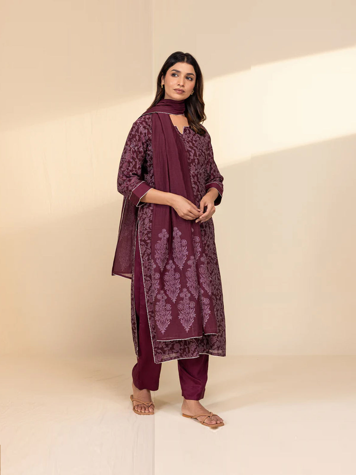 Ethnic Maroon Chanderi Dupatta