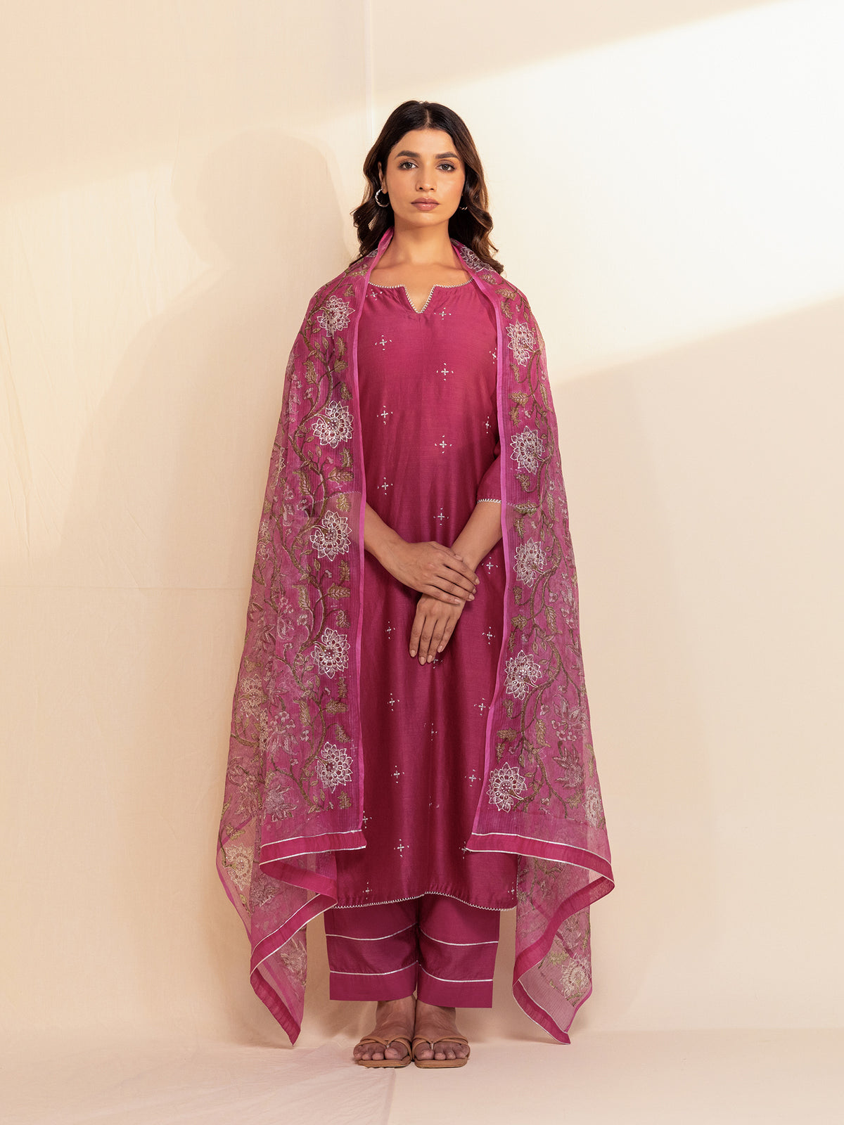 Festive Fuchsia Kota Silk Dupatta
