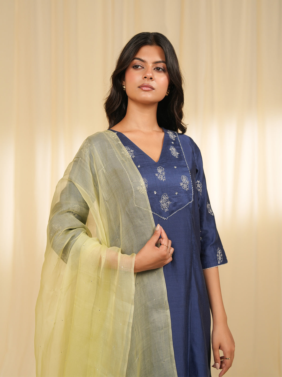 Filigree Green Organza Dupatta