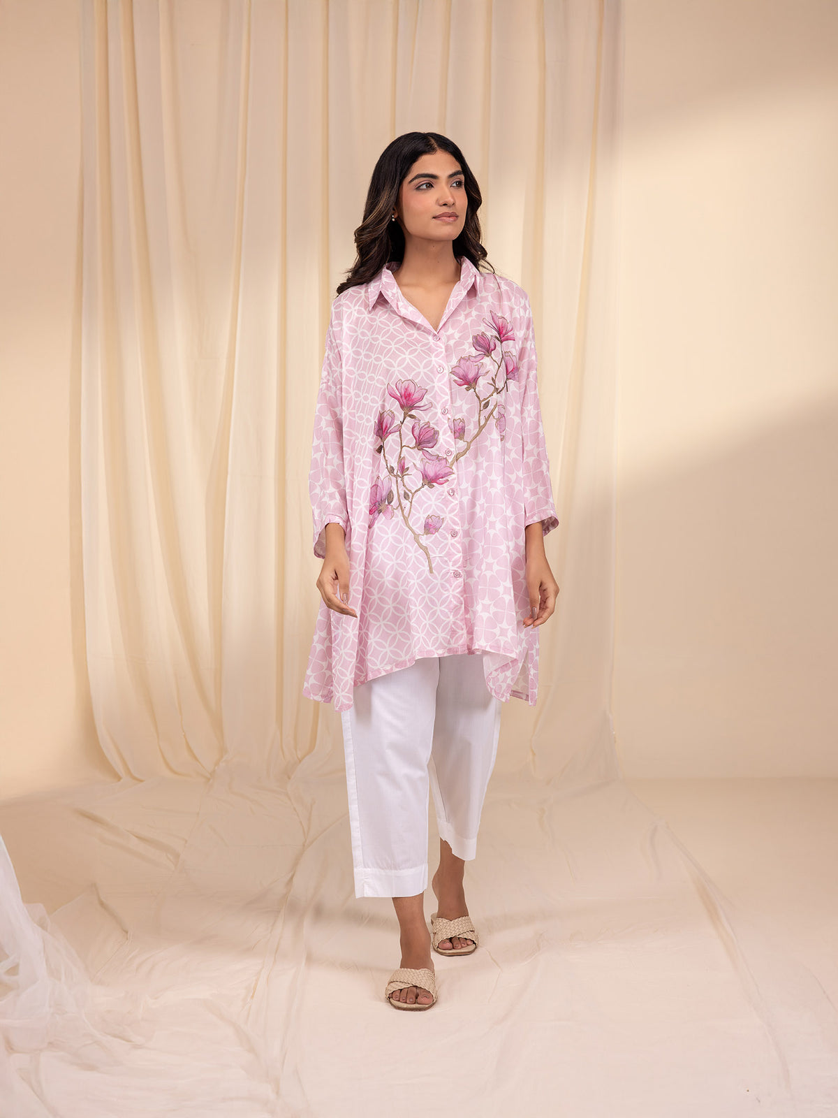 Florist Pink Madras Modal Cotton Shirt