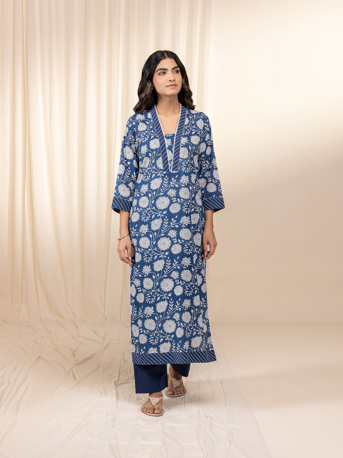 Frosted Bloom Cotton Kurta