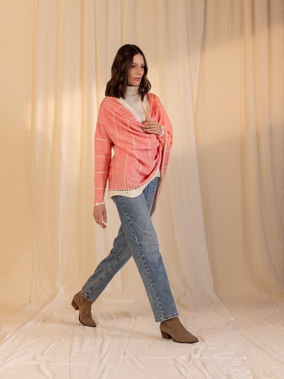 Woollen Fun Factor Shrug - Pink