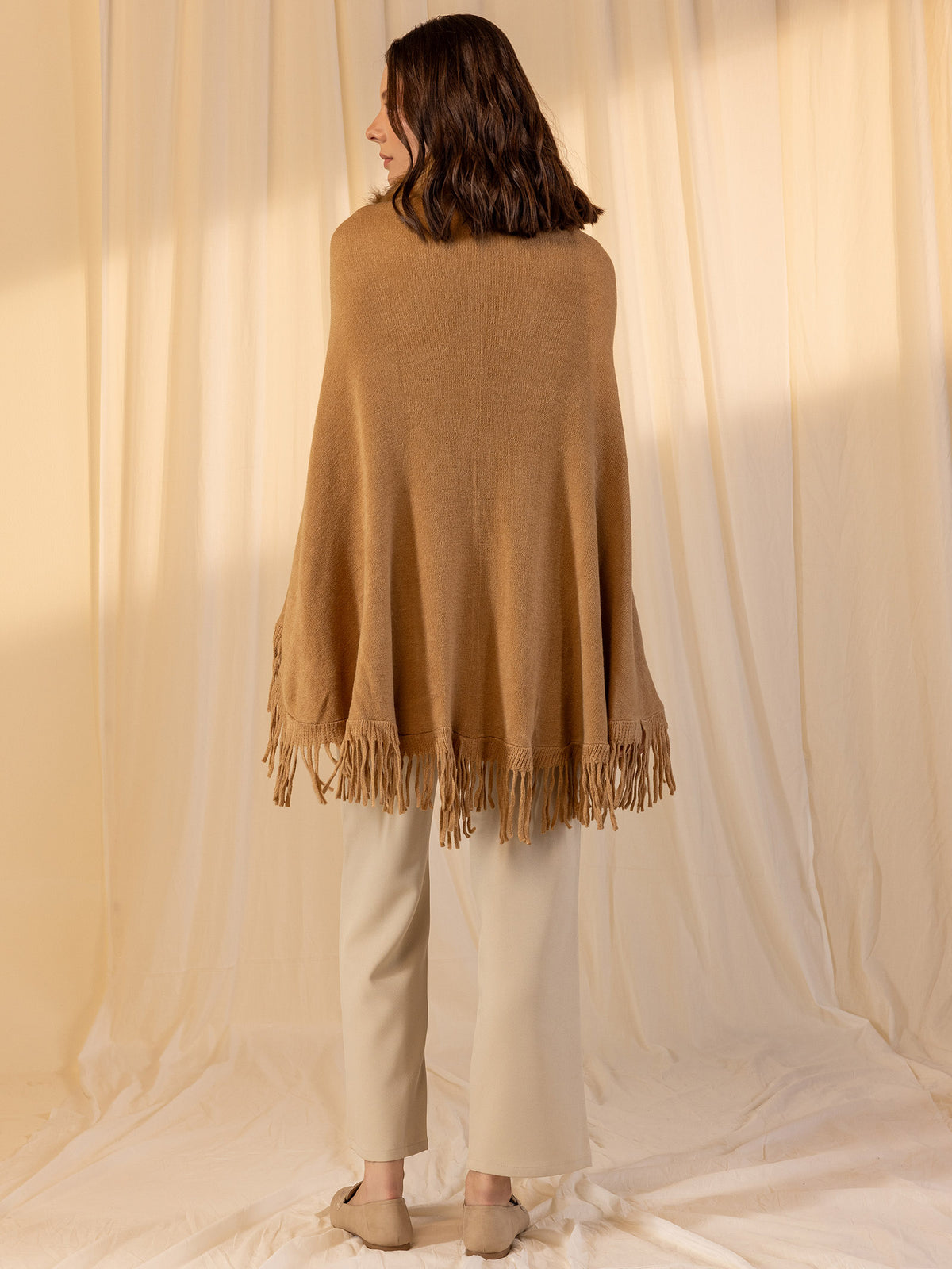 Woollen Fur Cape - Golden