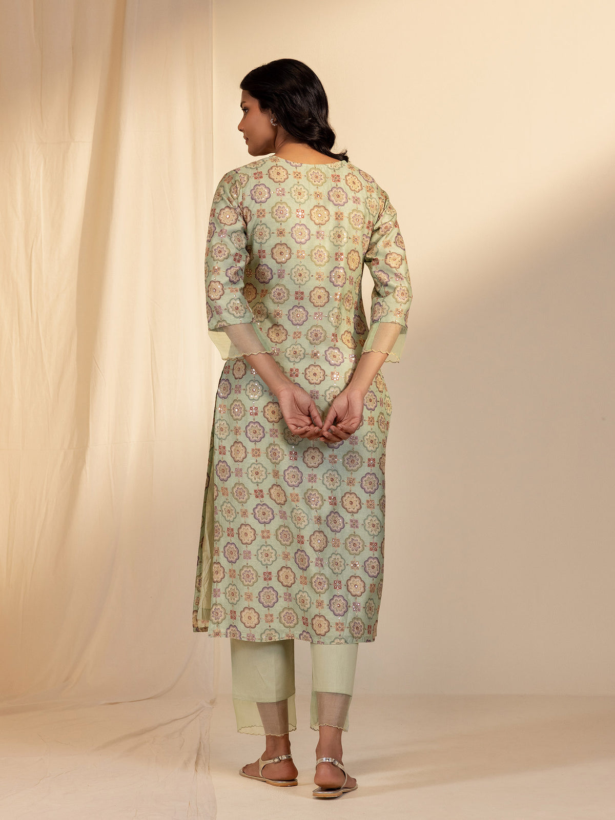 Green Velvet Chanderi Kurta
