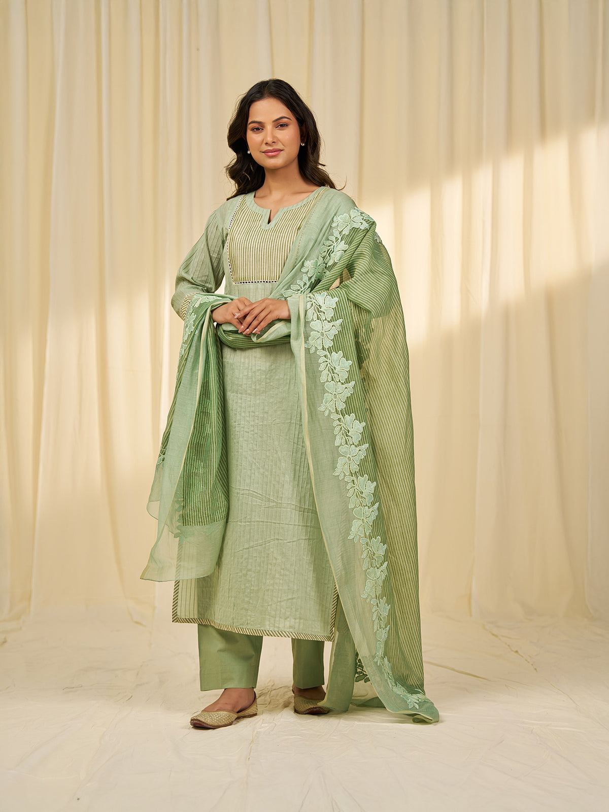 Green Tea Chanderi Dupatta