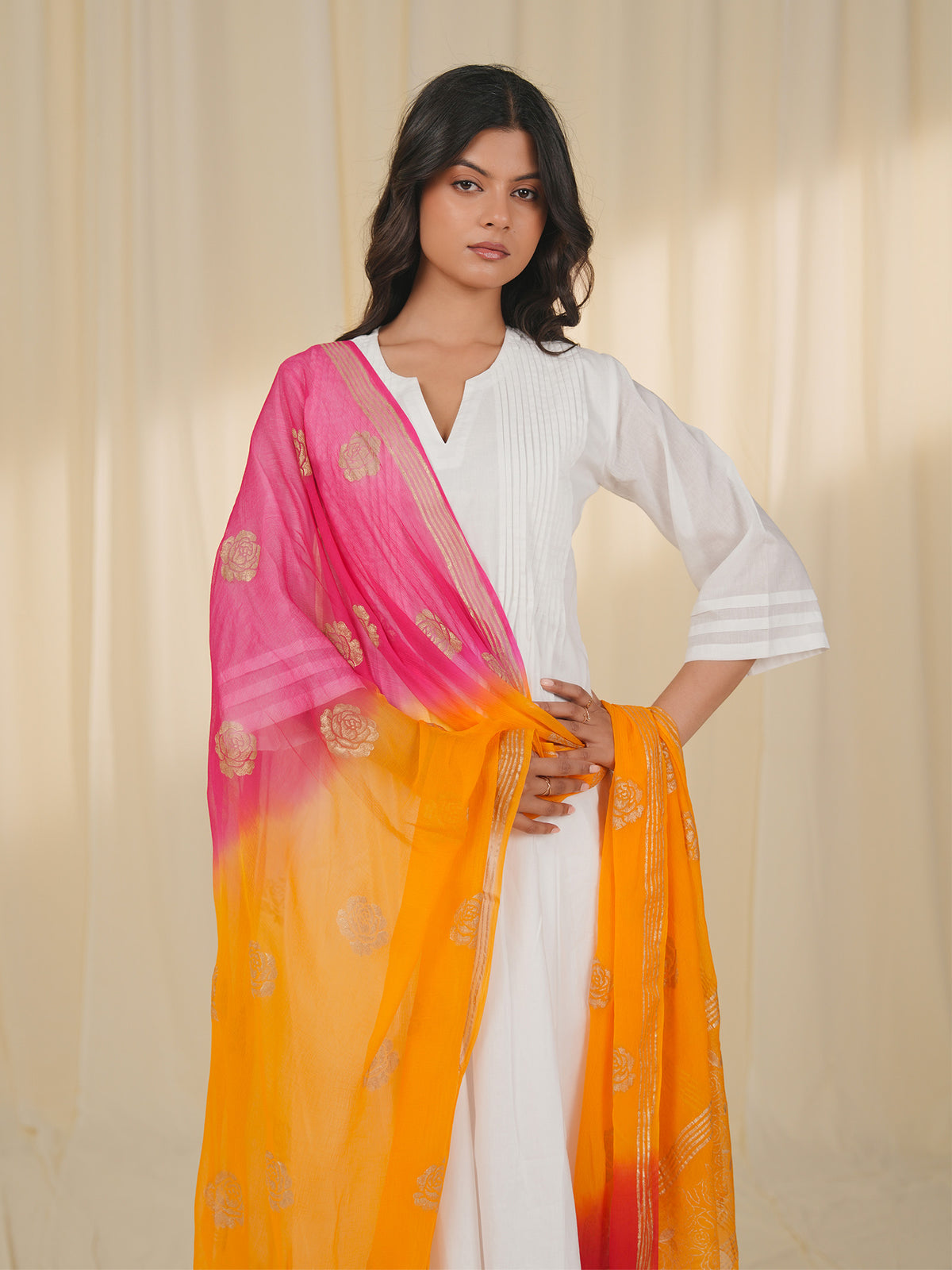 Holi Hai Orange Chiffon Dupatta