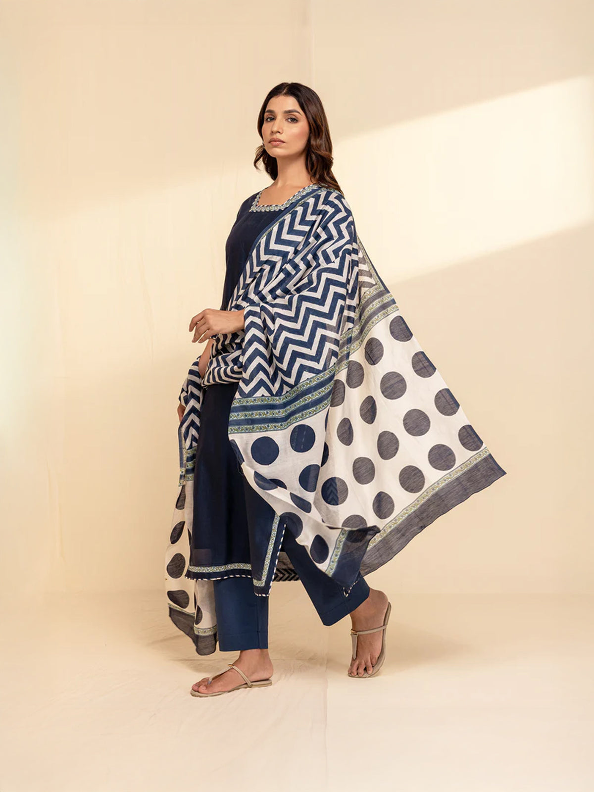 In Indigo Chanderi Dupatta
