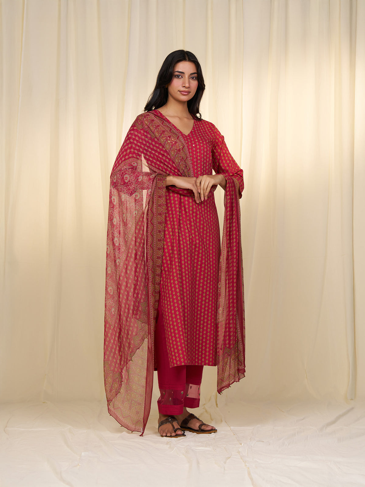 Indian Chintz Sherry Chiffon Dupatta