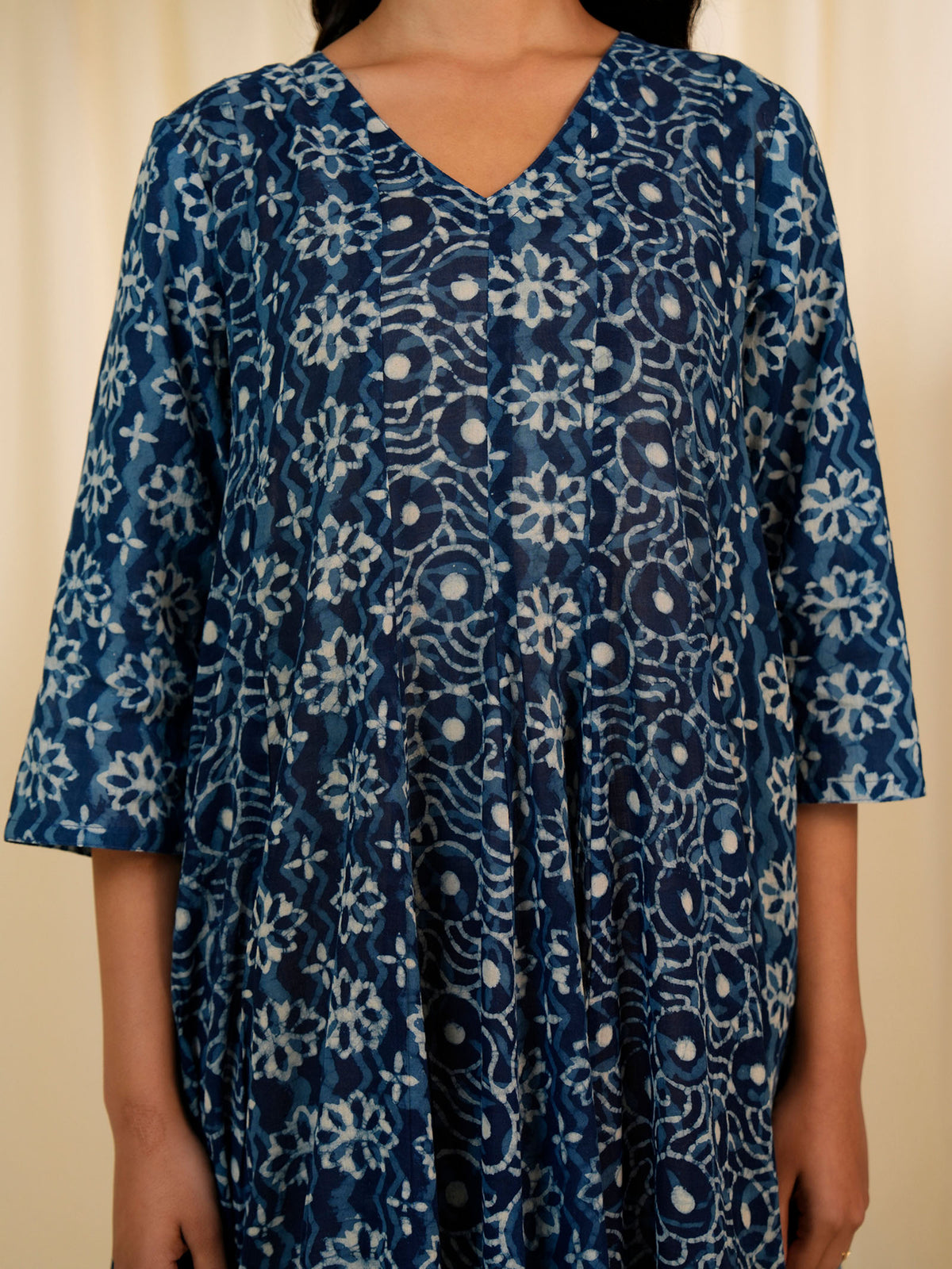 Indigo Frill Cotton Dress