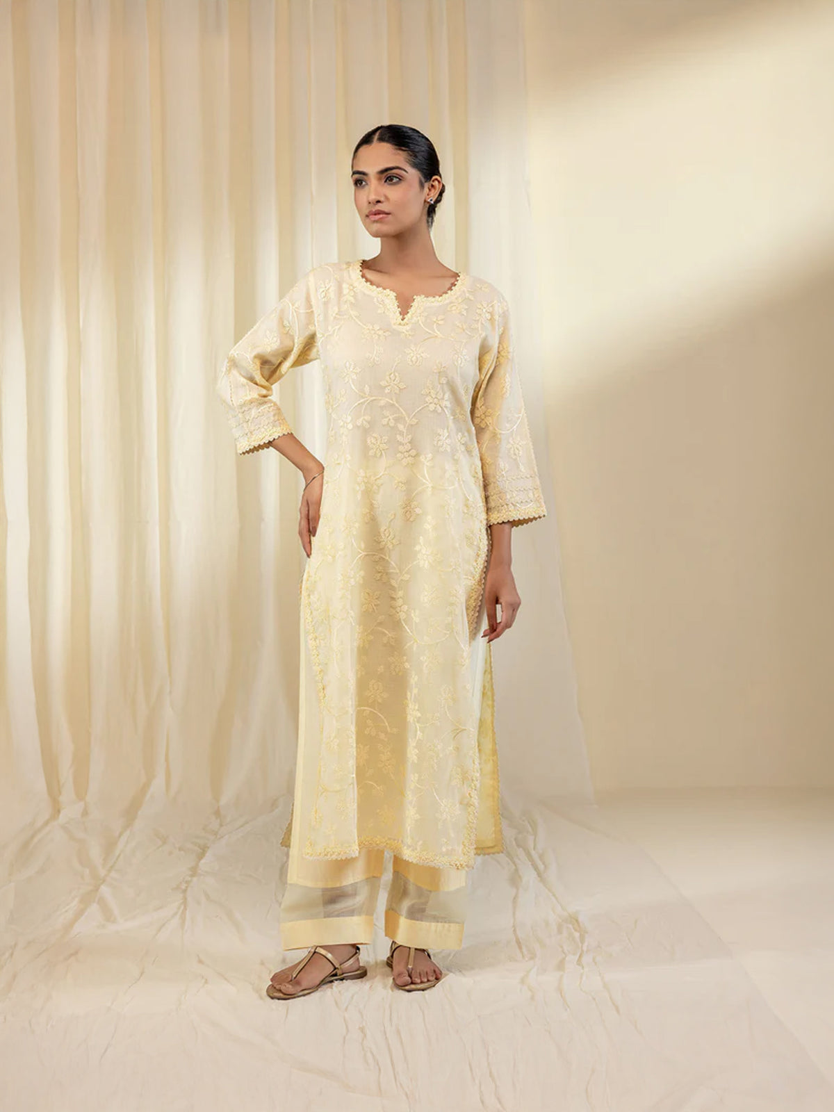 Kota Jaal Lemon Kurta