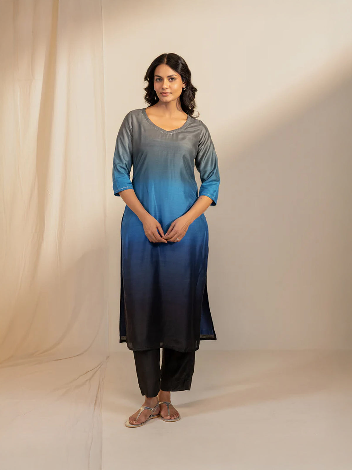 Ombre Blue Modal Muslin Kurta