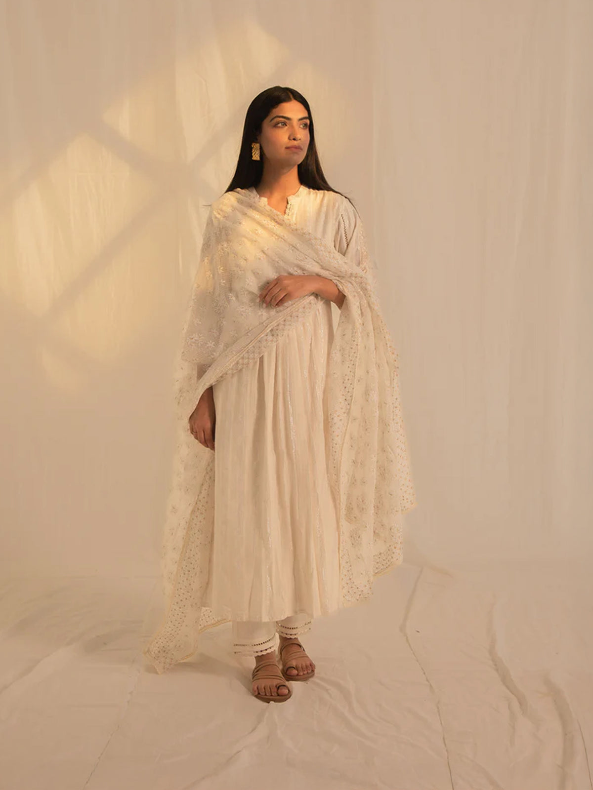 Raw Ecru Plush Cotton Kurta
