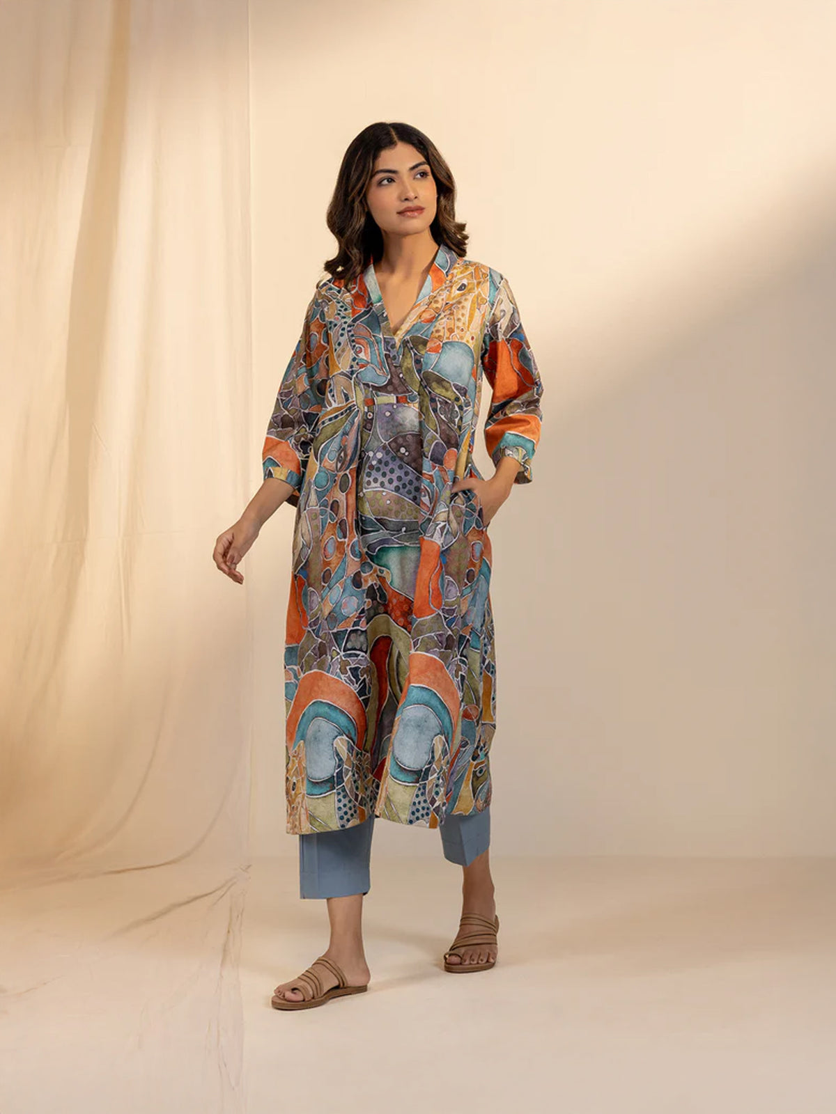 Trance Busy Blue Cotton Kurta