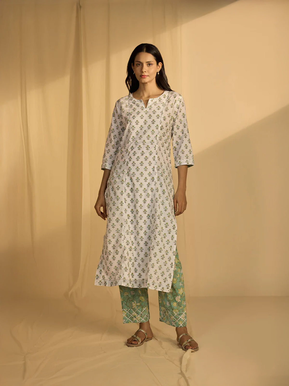 Turquoise For Luck Tiffany Blue Straight Cotton Kurta