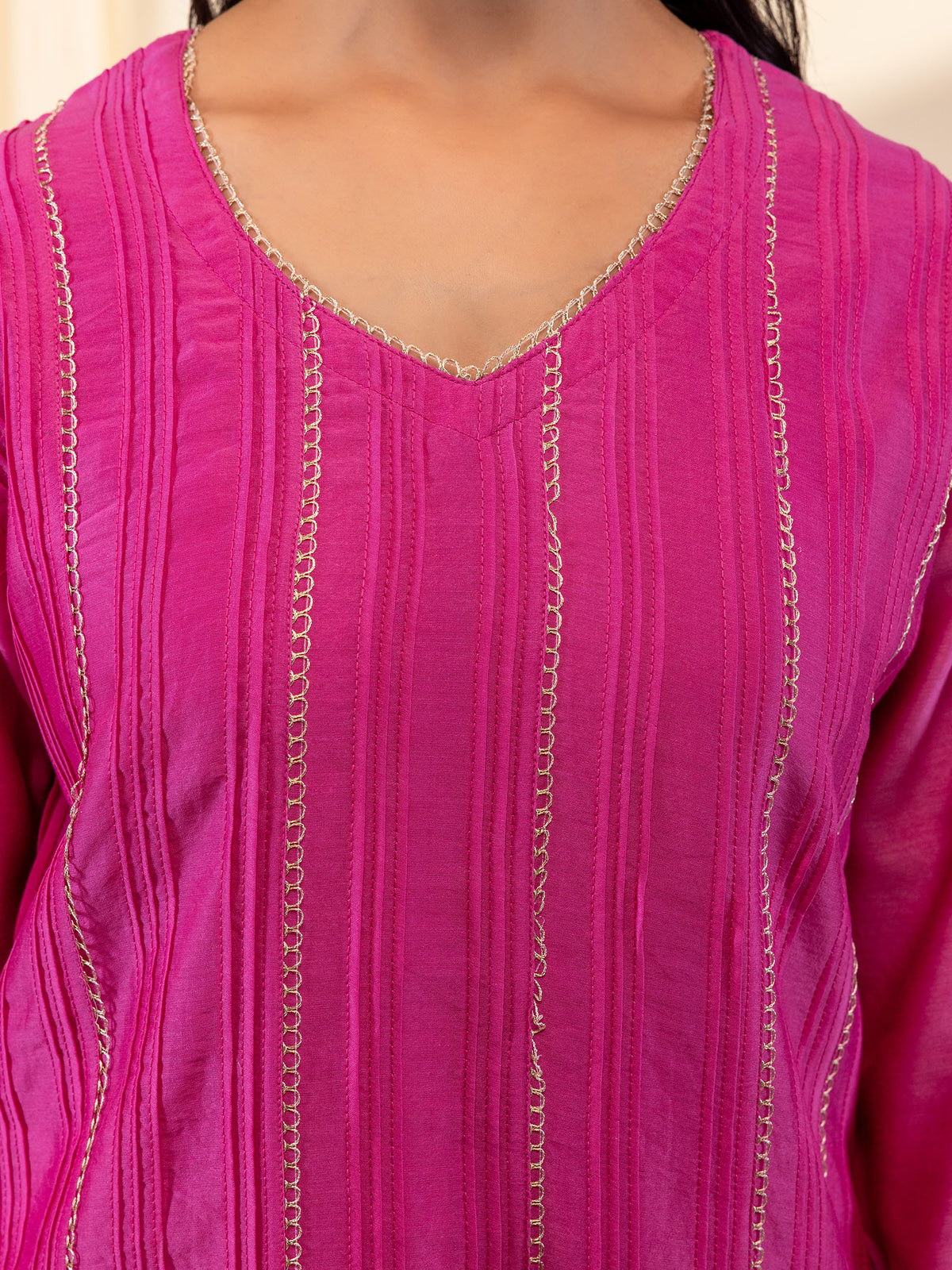 Celebration Magenta Chanderi Kurta