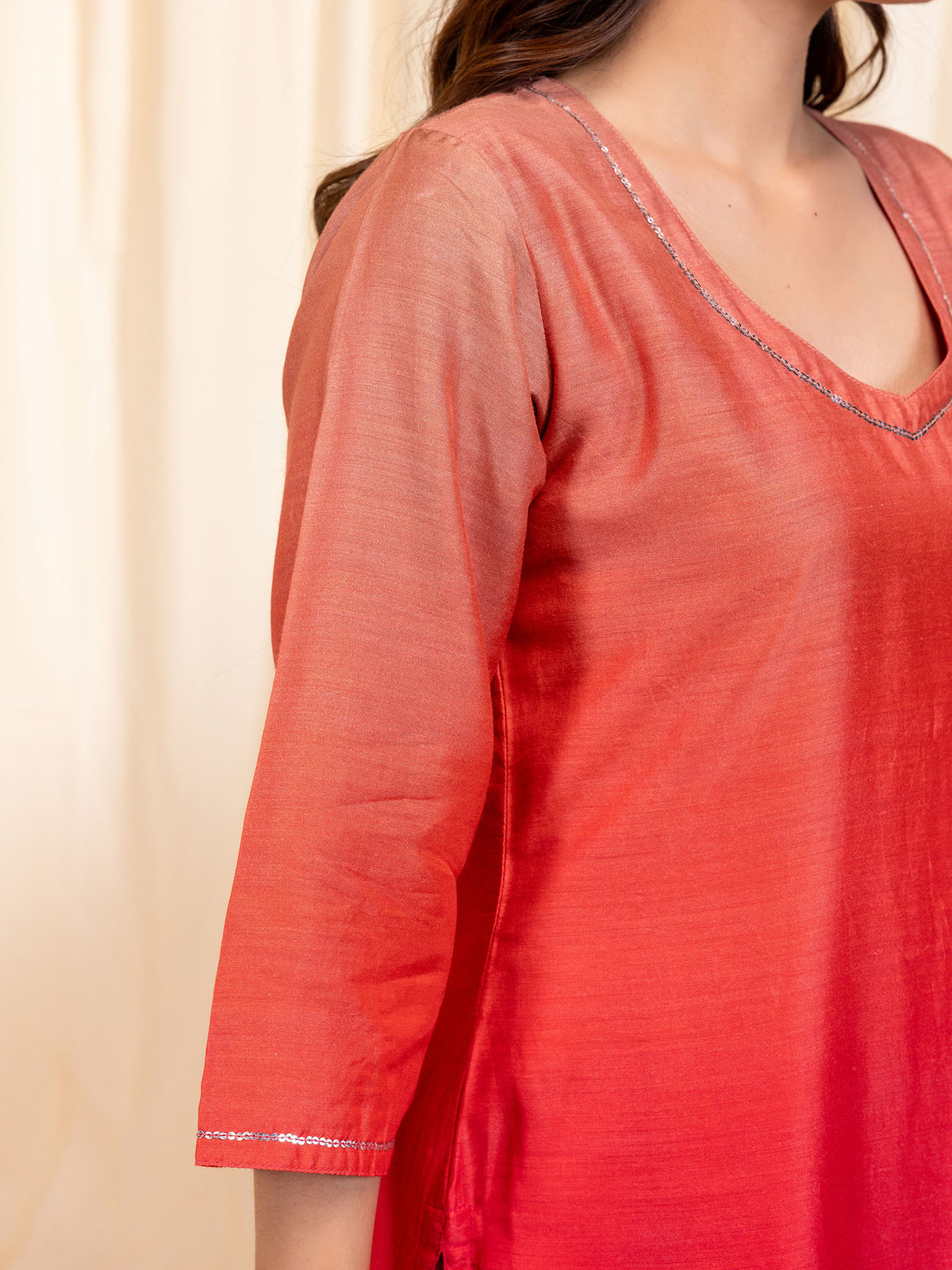 Ombre Peach Modal Muslin Kurta