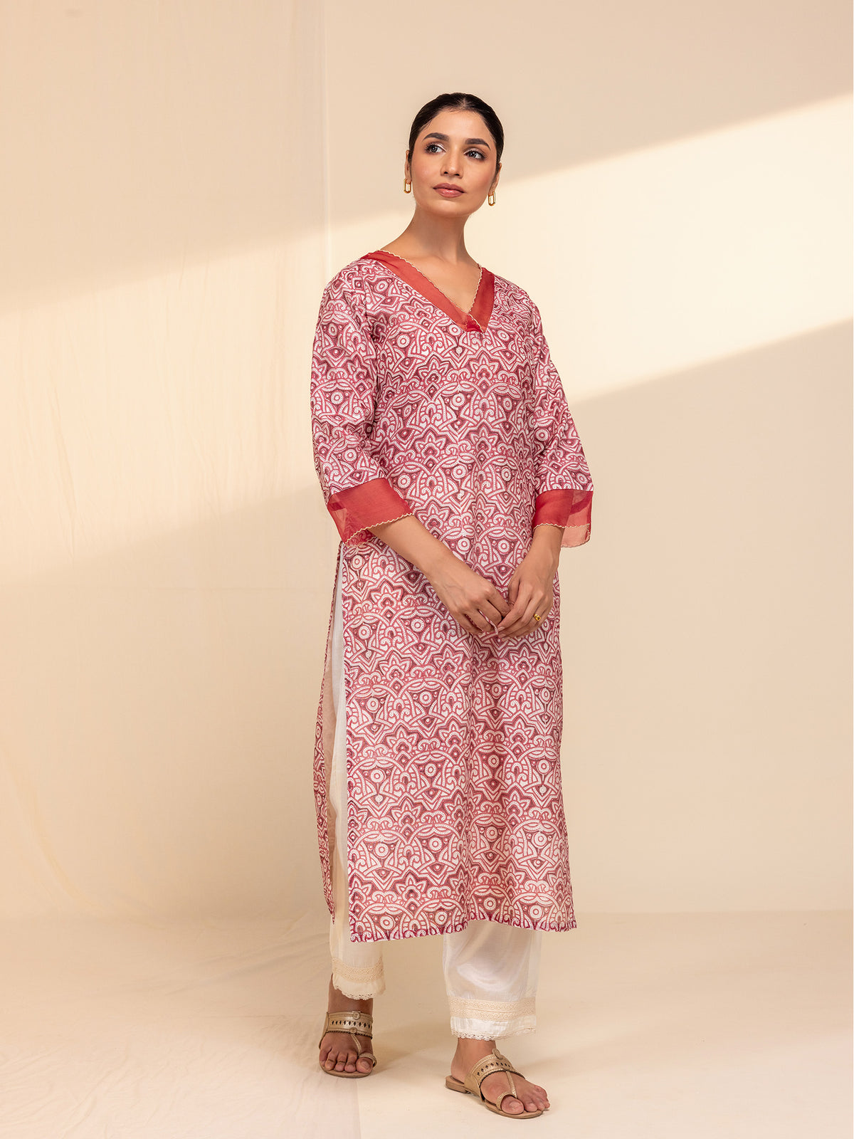 Red Velvet Chanderi Kurta