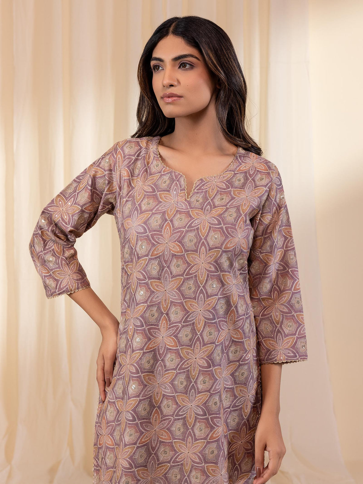Celebration Mauve Chanderi Kurta