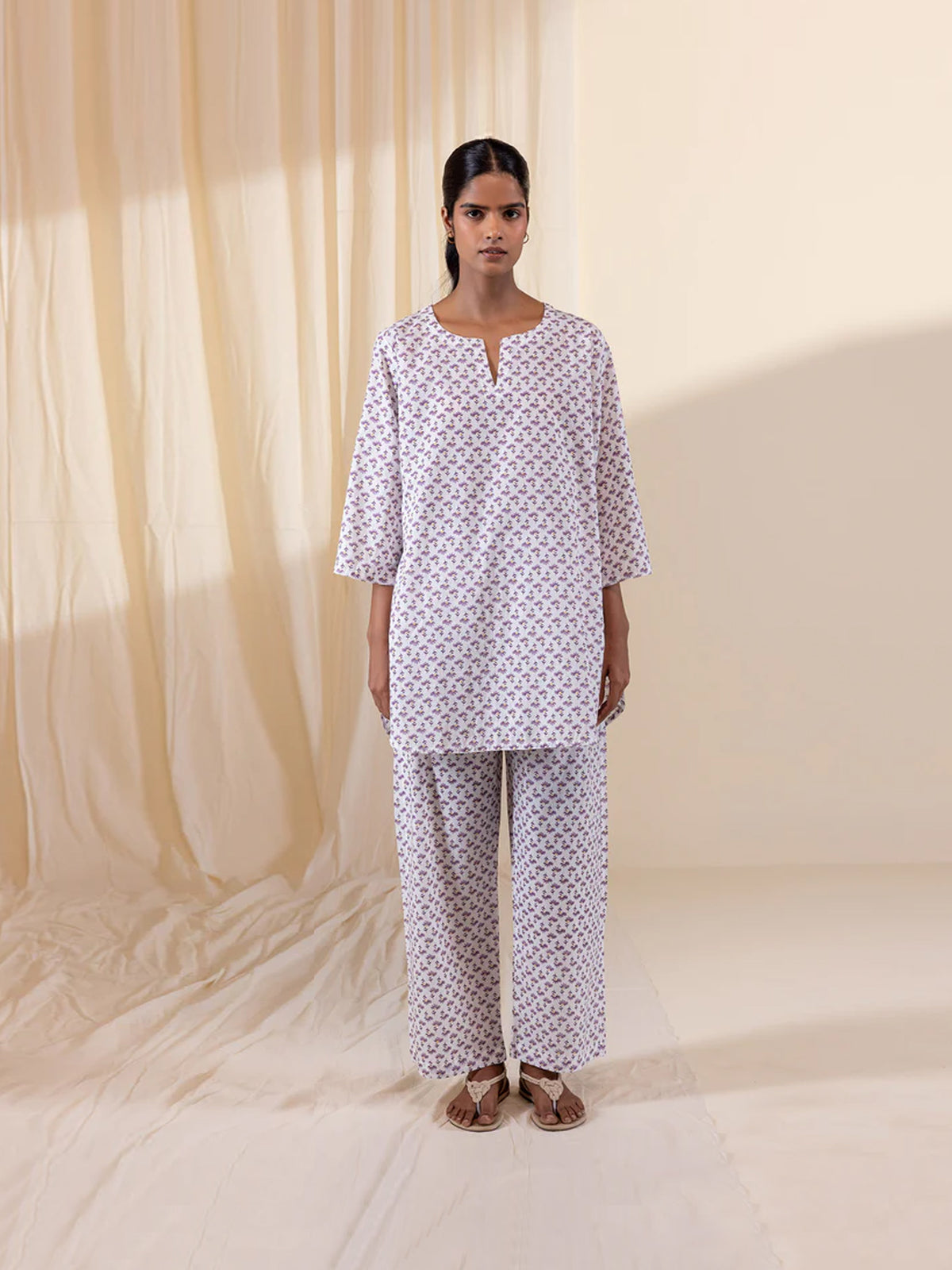 Lavender Dew Cotton Night Suit