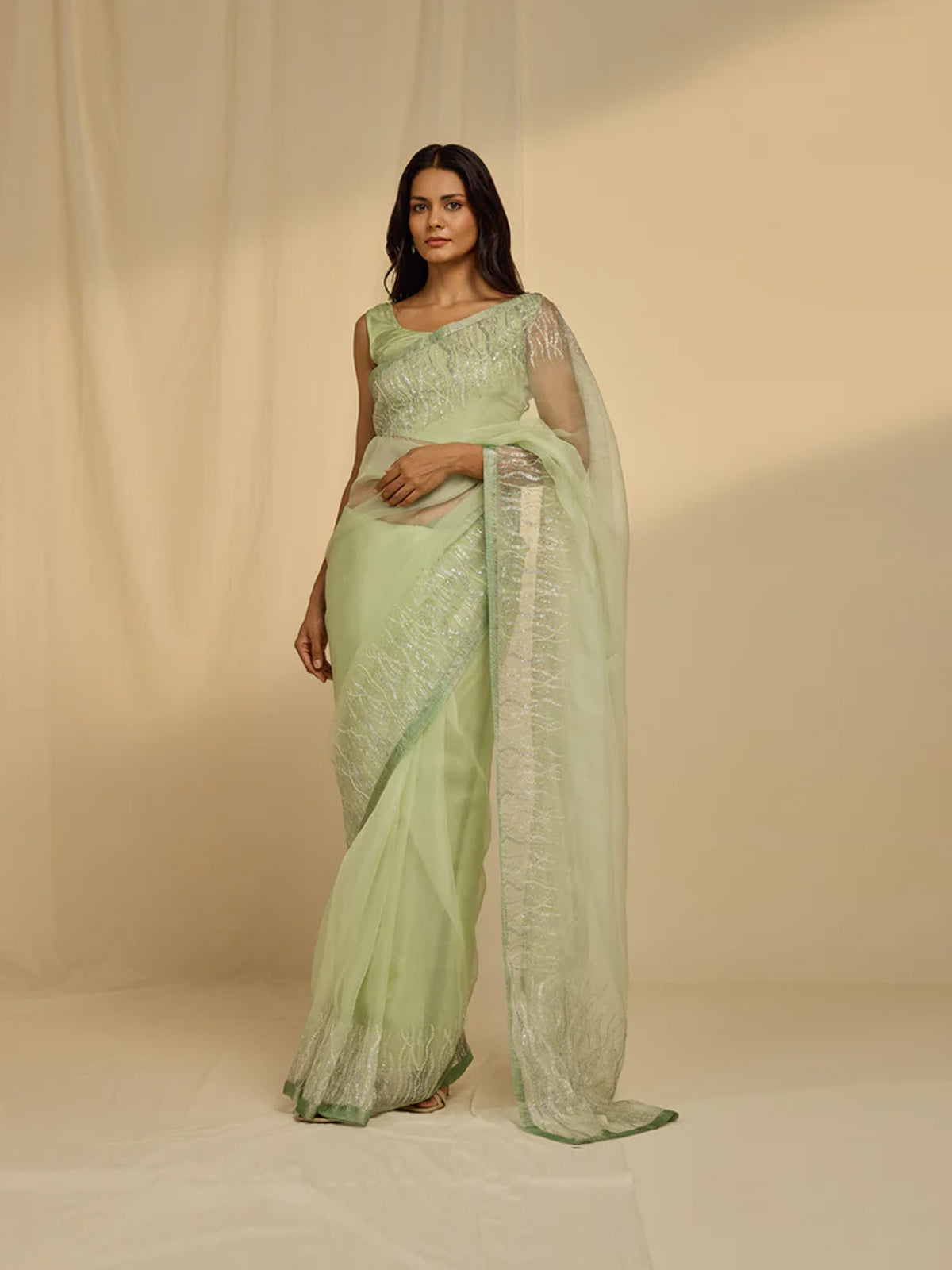 Lightening Mint Organza Saree