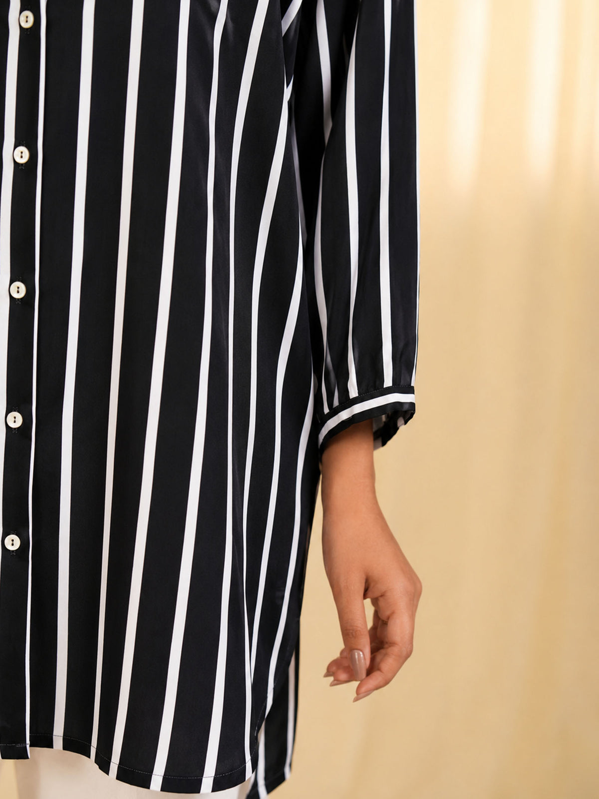 Black Stripe Madras Voile Shirt