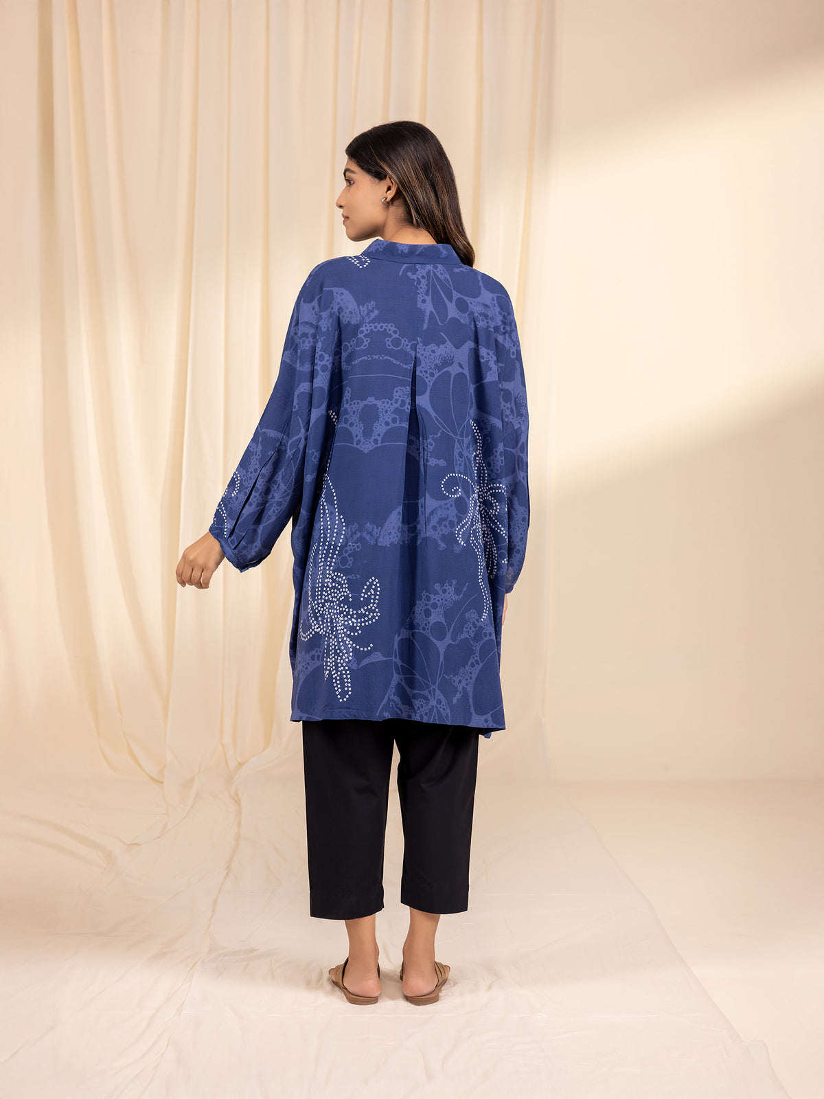 Bandhani in Blue Madras Modal Shirt
