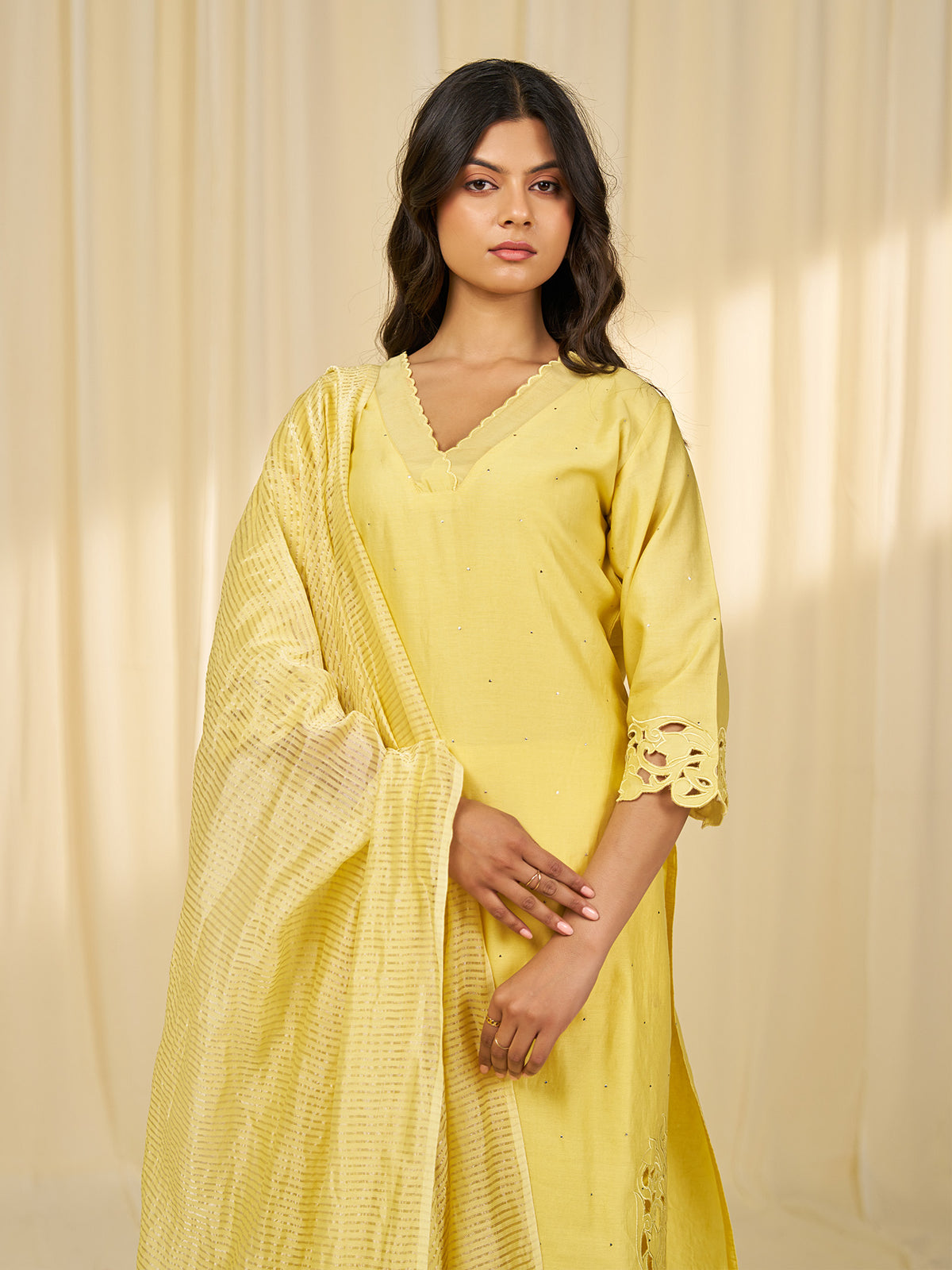 Marigold Cutwork Chanderi Dupatta