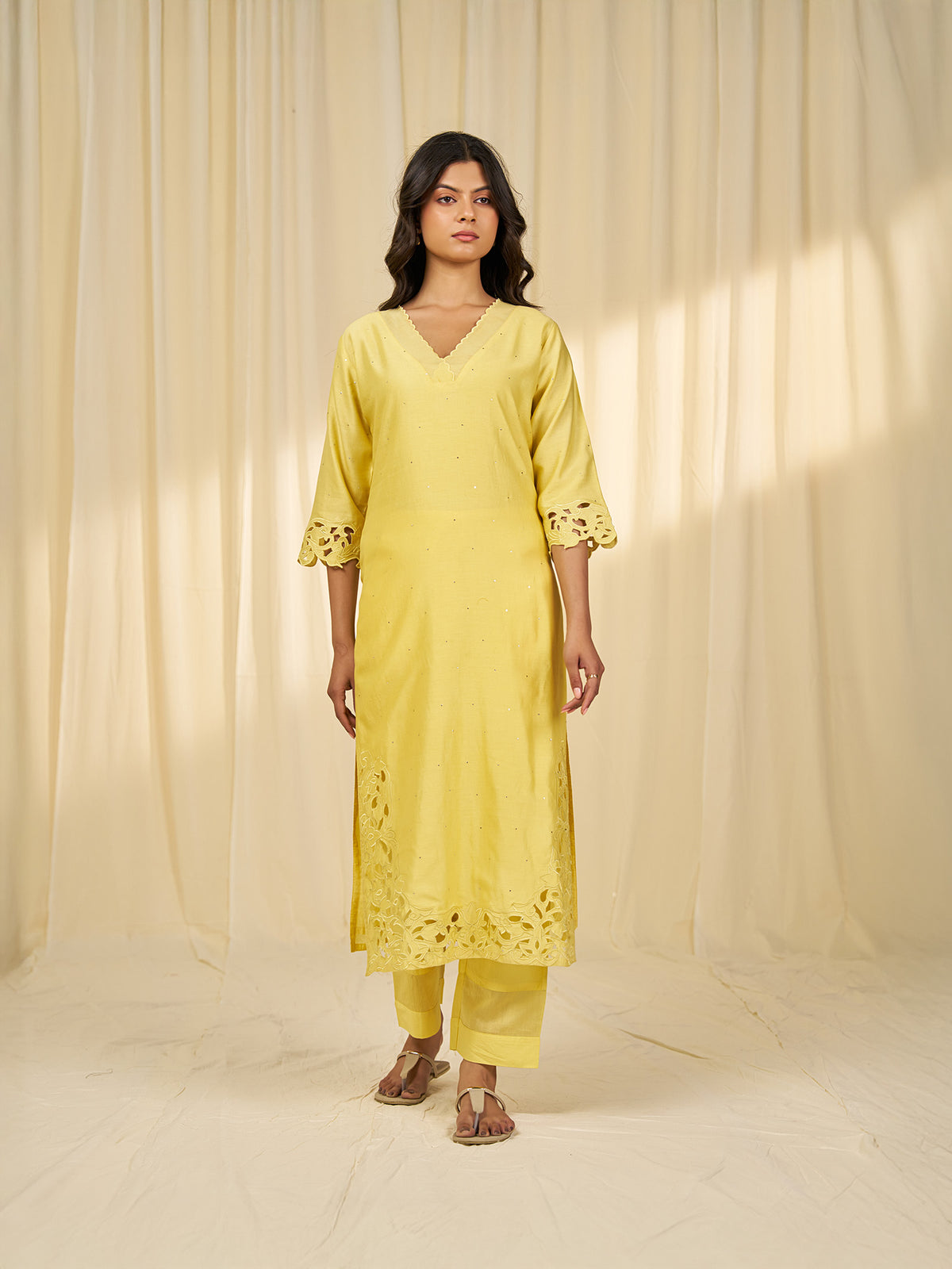 Marigold Cutwork Chanderi Kurta