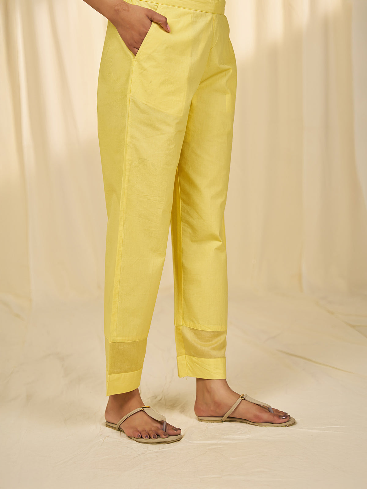 Marigold Cutwork Cotton Straight Pants