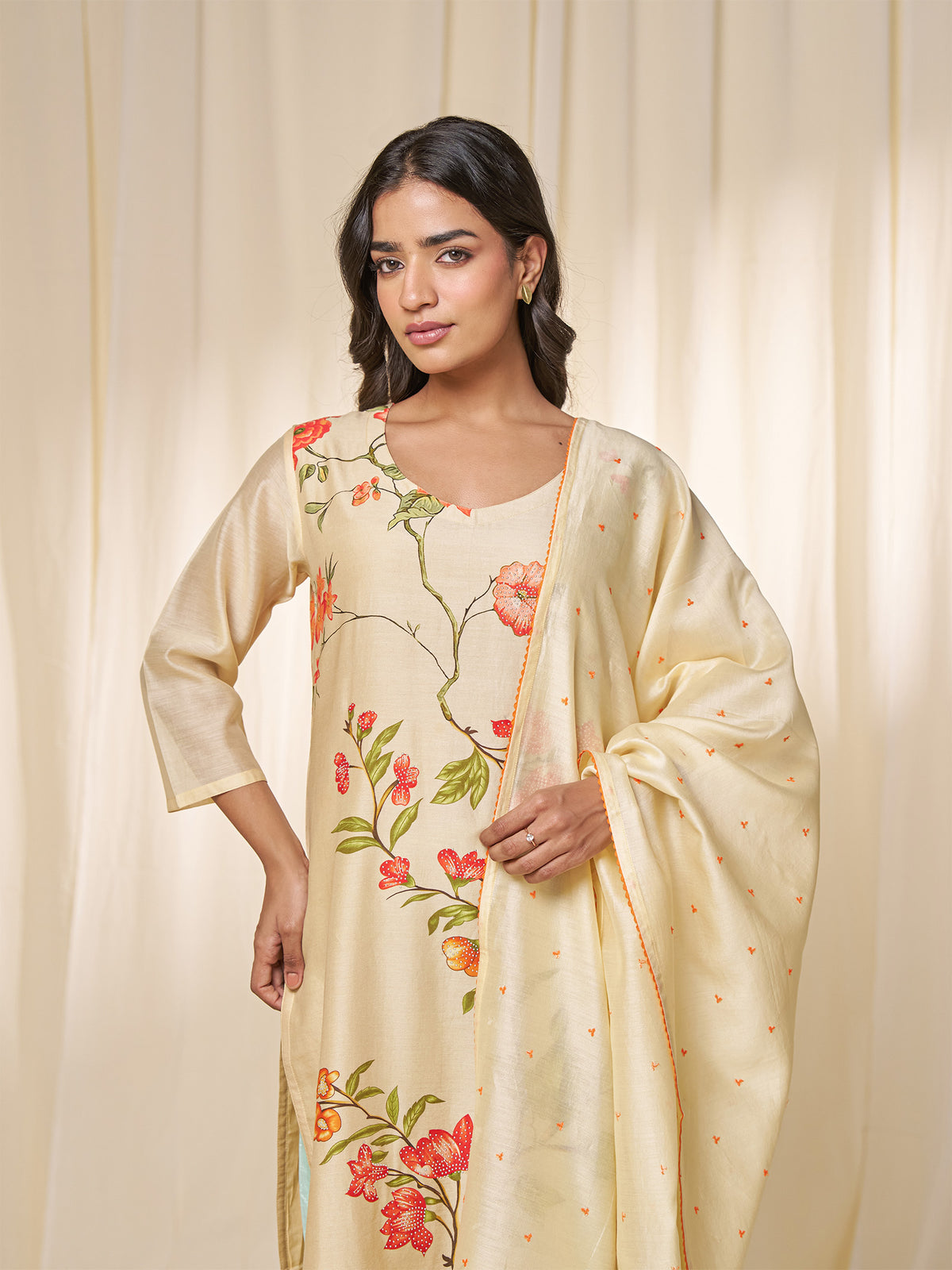 Narangi Chanderi Dupatta