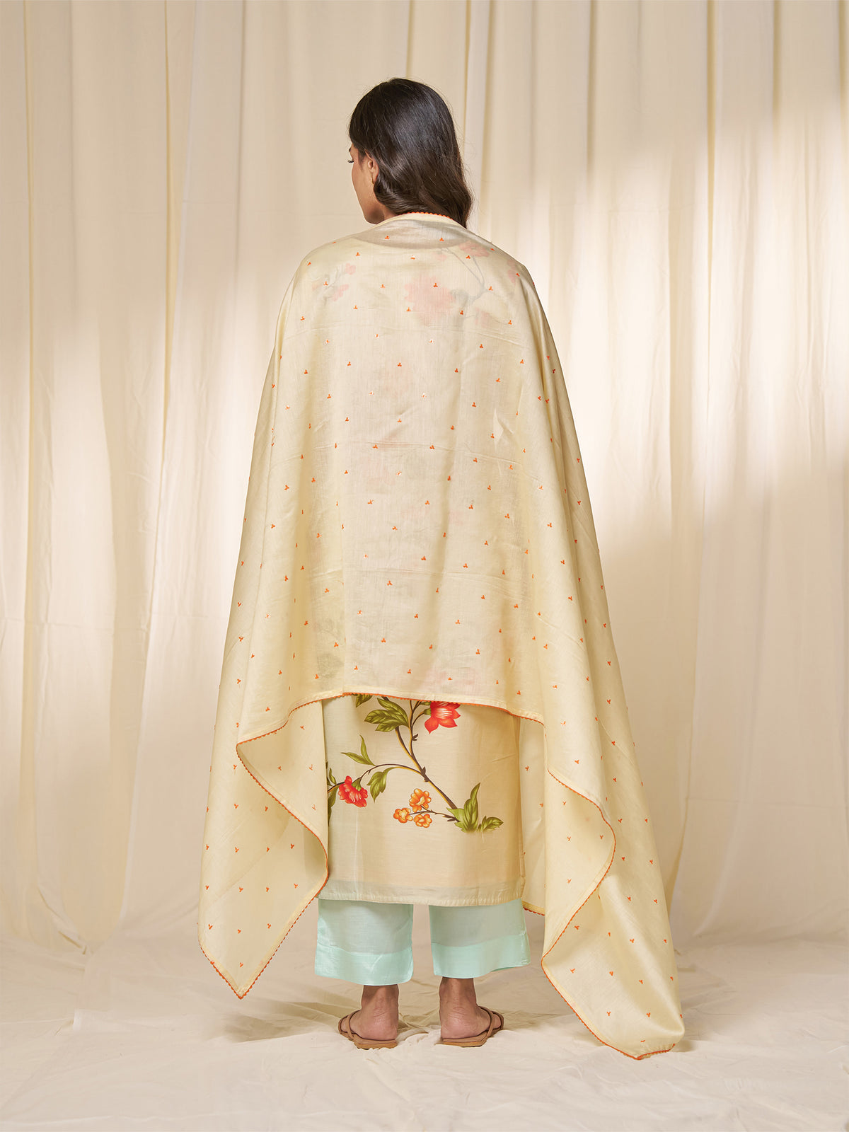 Narangi Chanderi Dupatta