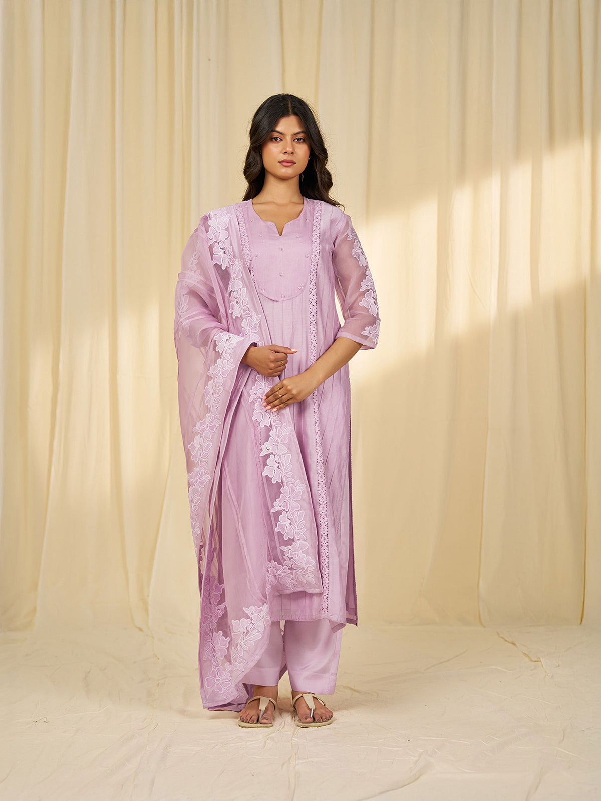 Naturals Lilac Chanderi Kurta