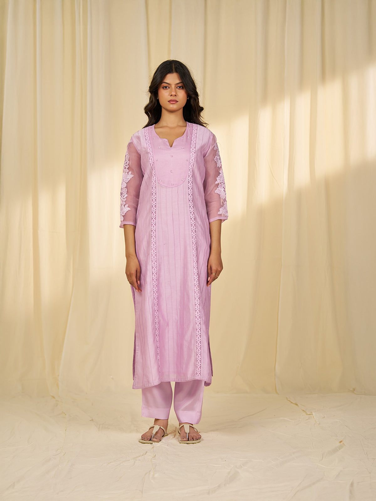 Naturals Lilac Chanderi Kurta