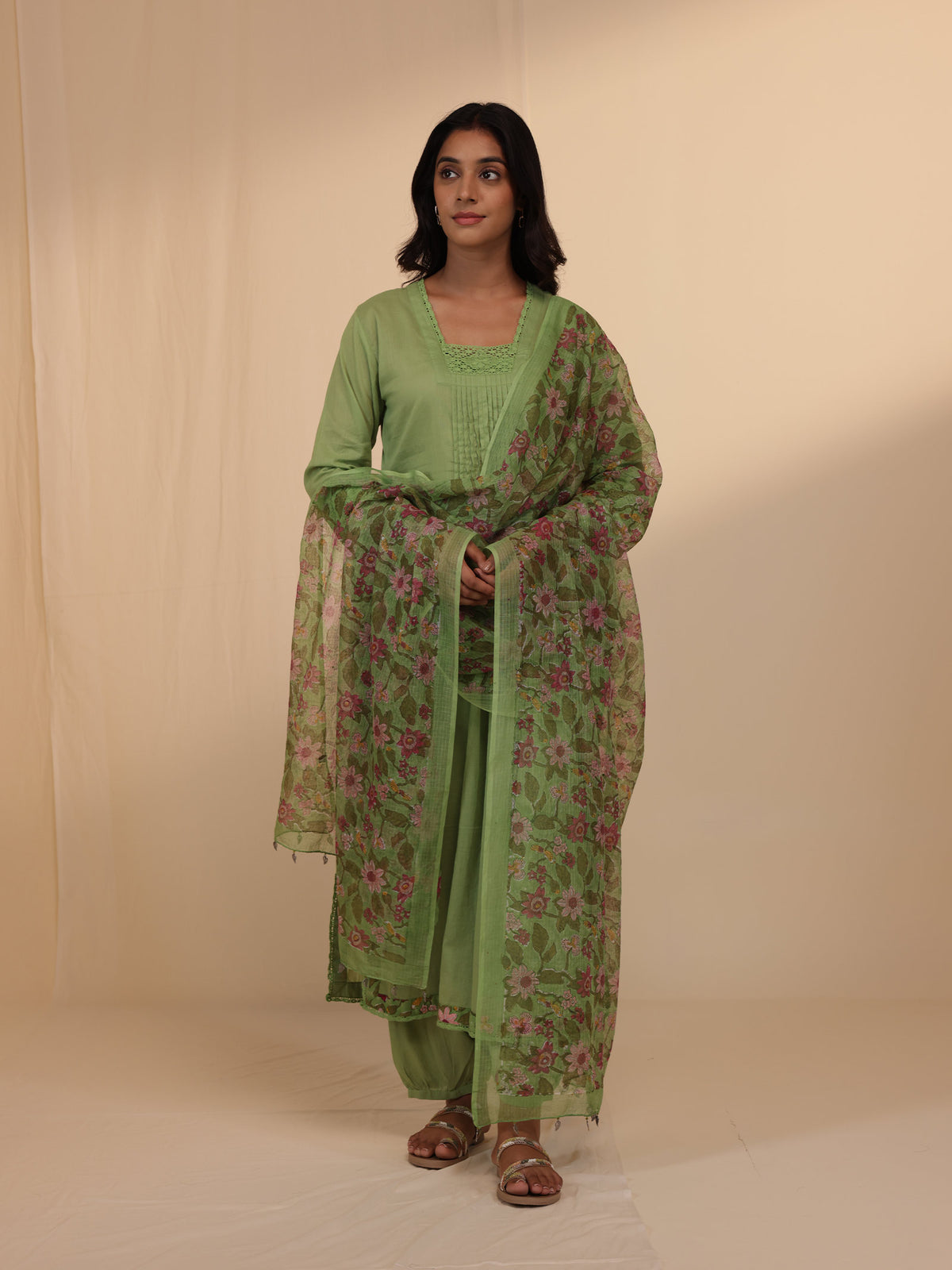 Nettle Green Voile Kurta