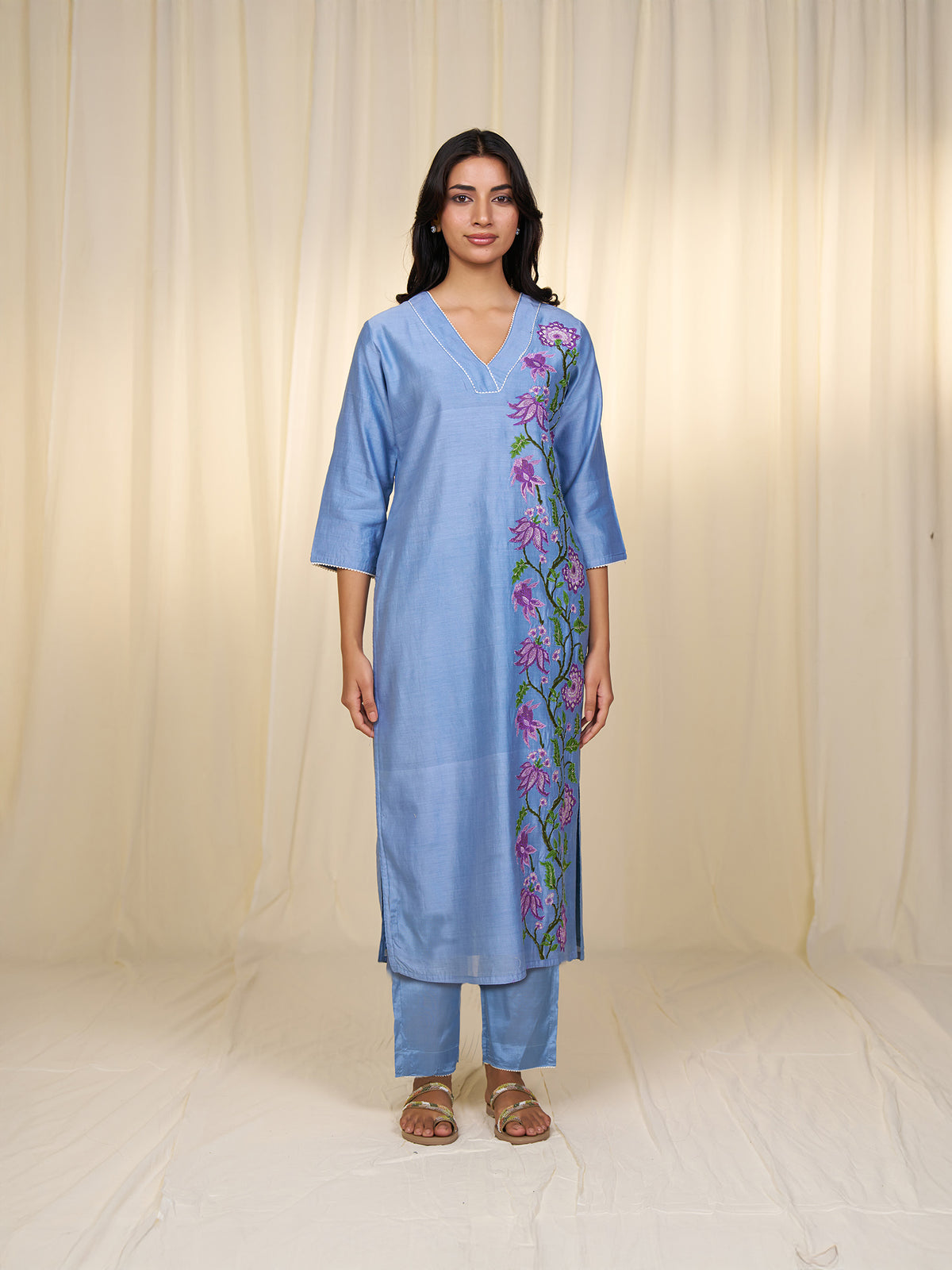 Nilgiri Chanderi Kurta