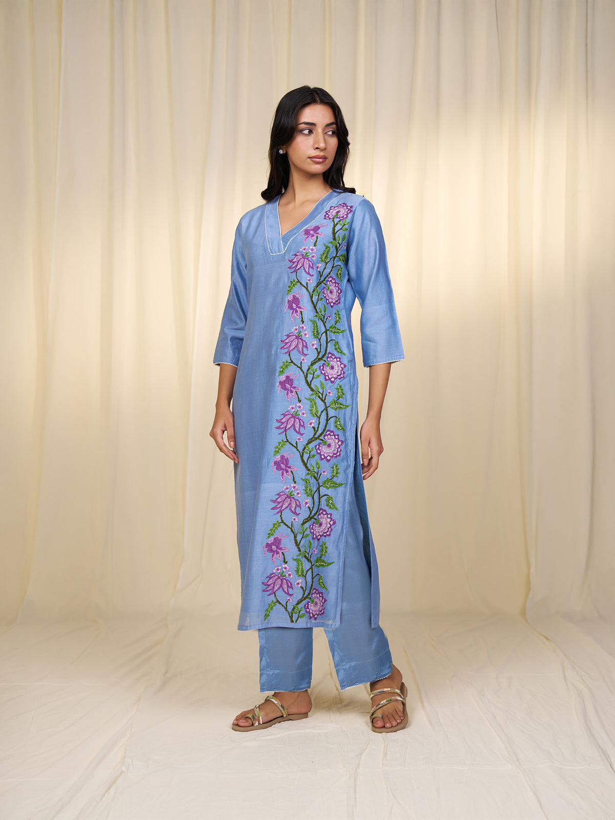 Nilgiri Chanderi Kurta