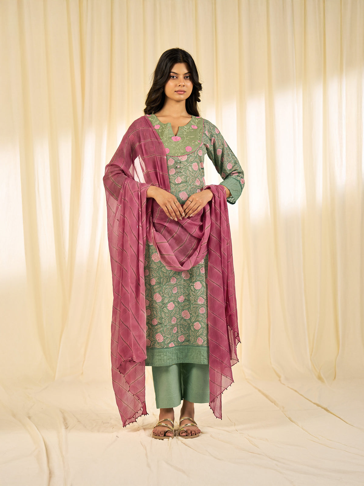 Olive Green Chiffon Dupatta