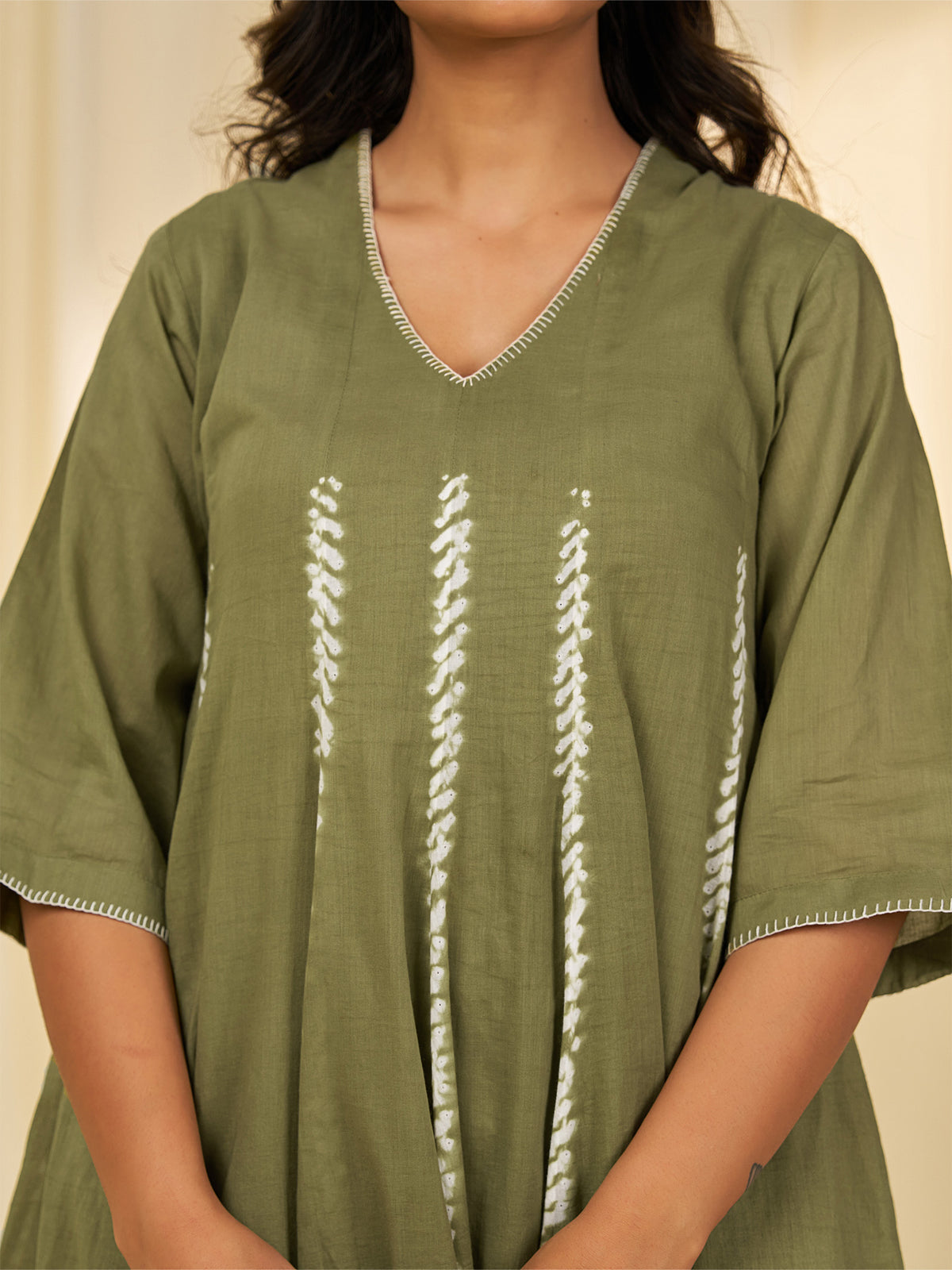Olive Green - Island Moss Voile Kurta