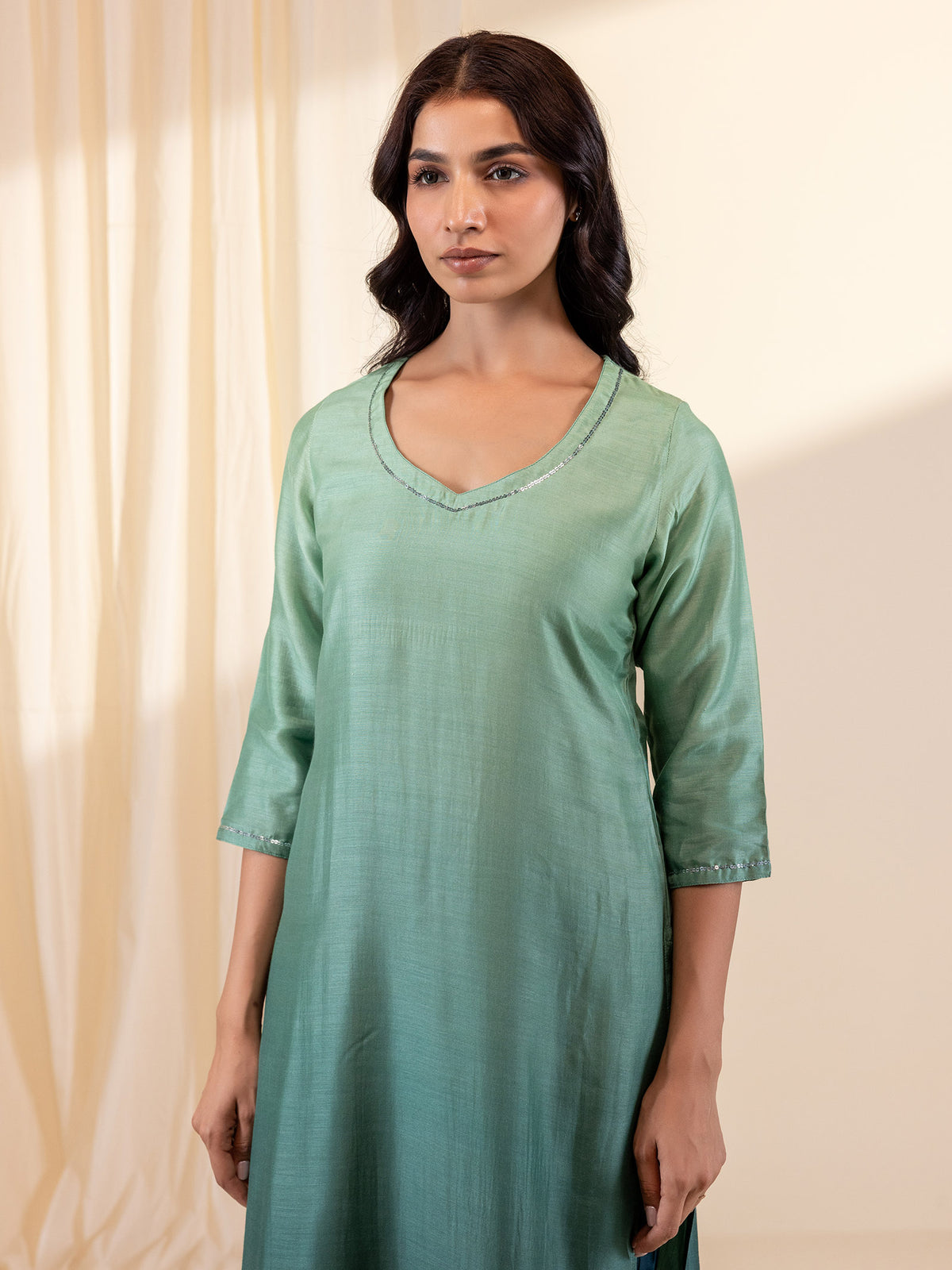 Ombre Green Modal Muslin Kurta