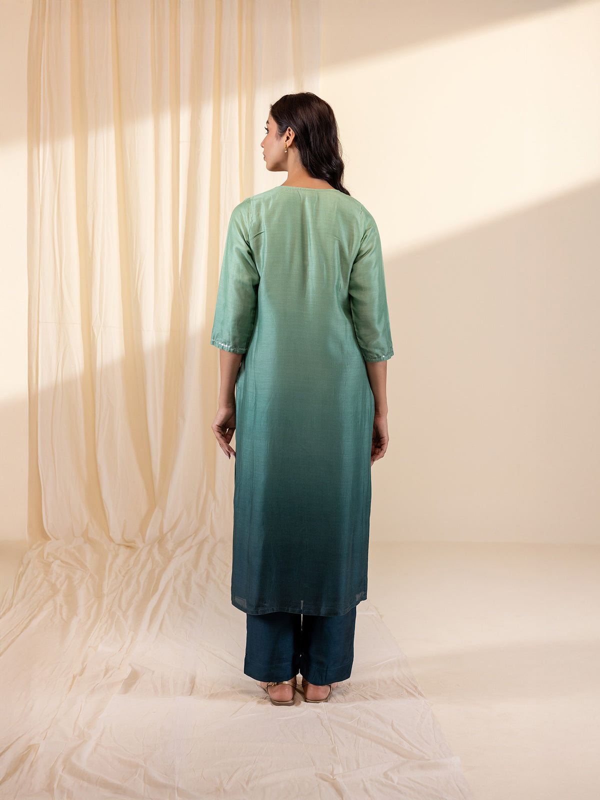 Ombre Green Modal Muslin Kurta